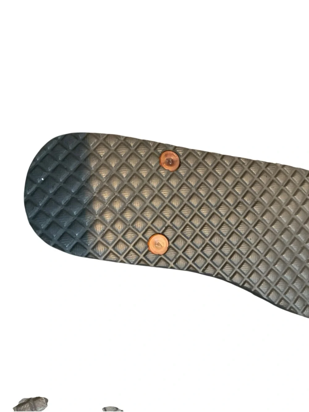 Women’s Orange Strap Flip Flops with Black Textured Footbed - Unbranded